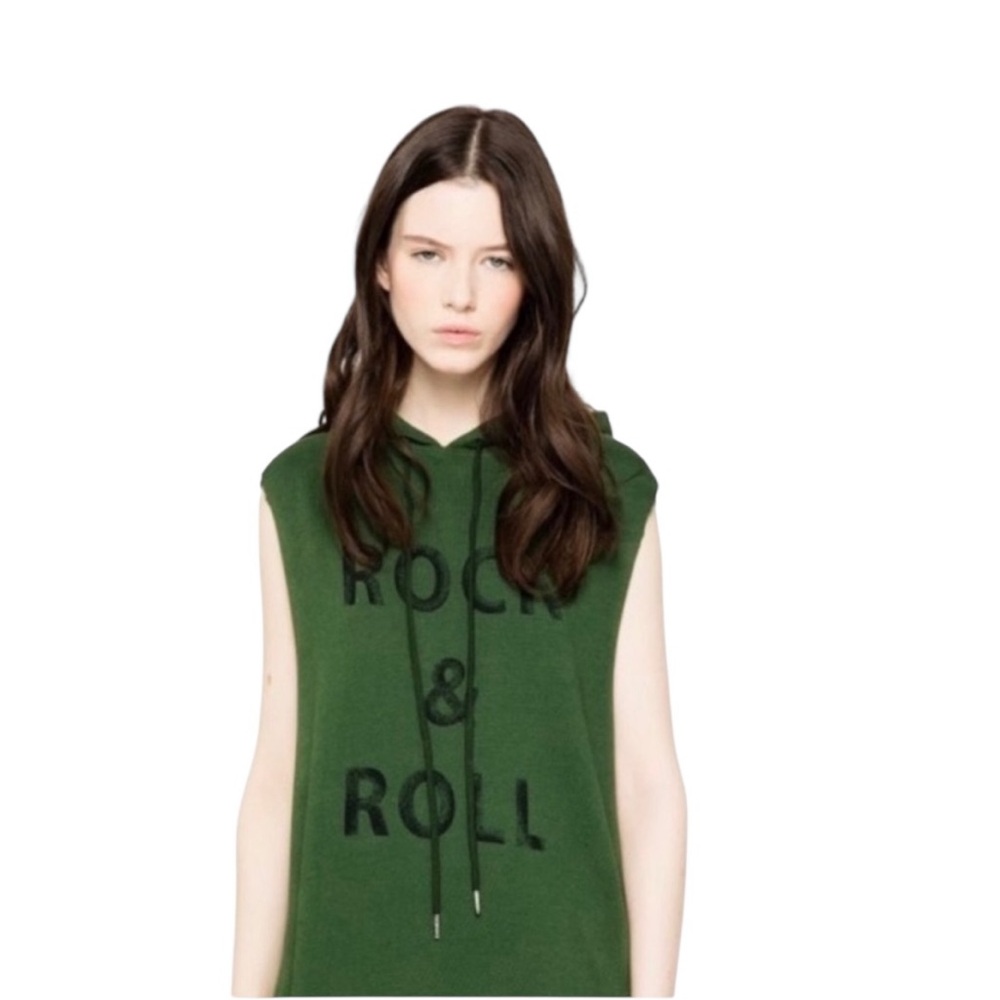 Zadig & Voltaire Hooded Sleeveless Rock & Roll Olive Dress Distressed Medium - Picture 7 of 13